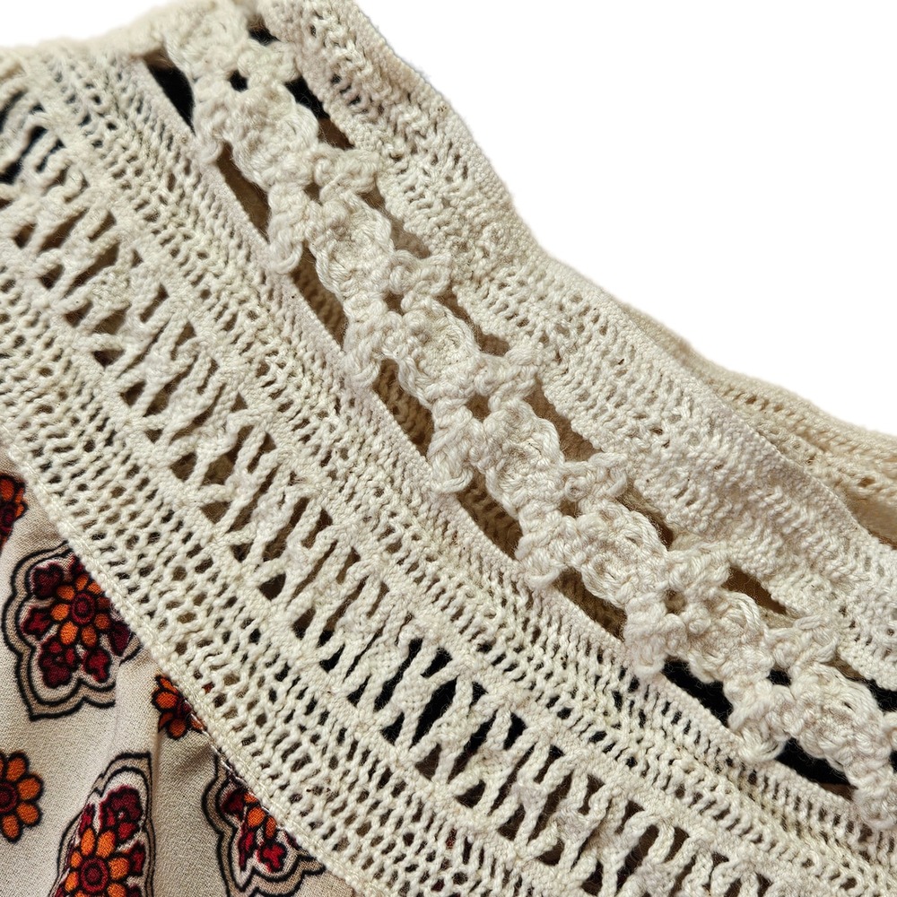 Blu Pepper Paisley Crochet Trim Off The Shoulder Bell Sleeve‎ Peasant Top Small - Picture 4 of 9